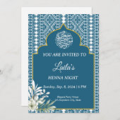 Personalisiert Blue Henna Night Einladung (Vorne/Hinten)