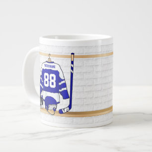 Personalisiert Blue Hockey und White Ice Jersey Jumbo-Tasse