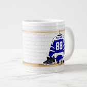 Personalisiert Blue Hockey und White Ice Jersey Jumbo-Tasse (Vorderseite Rechts)