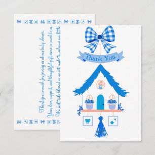 Personalisiert Blue House Danke, Baby Dusche Dankeskarte