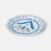 Personalisiert Blue House Es ist eine Baby-Dusche Pappteller (Schrägansicht)