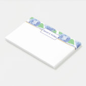 Personalisiert Blue Hydrangea Floral Post-it Notes Klebezettel (angewinkelt)