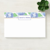 Personalisiert Blue Hydrangea Floral Post-it Notes Klebezettel (Büro)