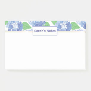 Personalisiert Blue Hydrangea Floral Post-it Notes Klebezettel