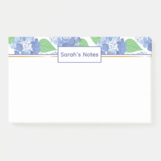 Personalisiert Blue Hydrangea Floral Post-it Notes Klebezettel