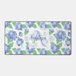 Personalisiert Blue Hydrangea Floral Schreibtischunterlage