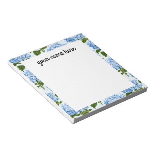 Personalisiert Blue Hydrangea Notepad Notizblock (angewinkelt)