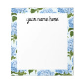 Personalisiert Blue Hydrangea Notepad Notizblock (Vorderseite)