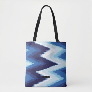 Personalisiert Blue Ikat Zickzack Muster Bridesmai Tasche