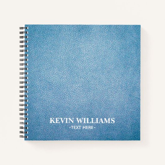 Personalisiert Blue Imitats Leather Textur Design Notizblock (Vorderseite)