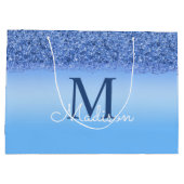 Personalisiert Blue Imitats Monogram Sweet 16 Gift Große Geschenktüte (Rückseite)