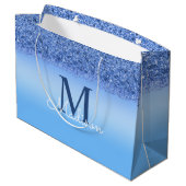 Personalisiert Blue Imitats Monogram Sweet 16 Gift Große Geschenktüte (Rückseite Schrägansicht)