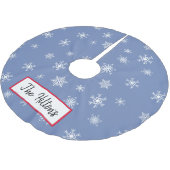 Personalisiert Blue Indigo Snowflake Weihnachtsroc Polyester Weihnachtsbaumdecke (Schrägansicht)