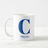 Personalisiert Blue Initial- und Name-Tasse Kaffeetasse (Links)