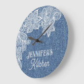 Personalisiert Blue Jean Kitchen Wall Clock Große Wanduhr (Winkel)