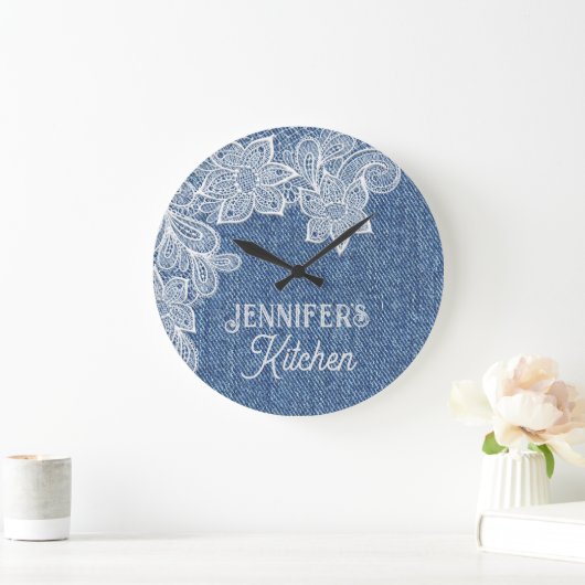 Personalisiert Blue Jean Kitchen Wall Clock Große Wanduhr (Zuhause)