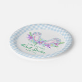 Personalisiert Blue Kariert Bunny Fee Mein erstes Pappteller (Schrägansicht)