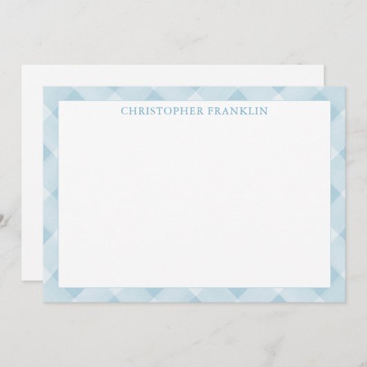 Personalisiert Blue Kariert New Baby Stationery Dankeskarte (Vorne/Hinten)