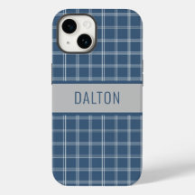 Personalisiert Blue Kariert Phone Case