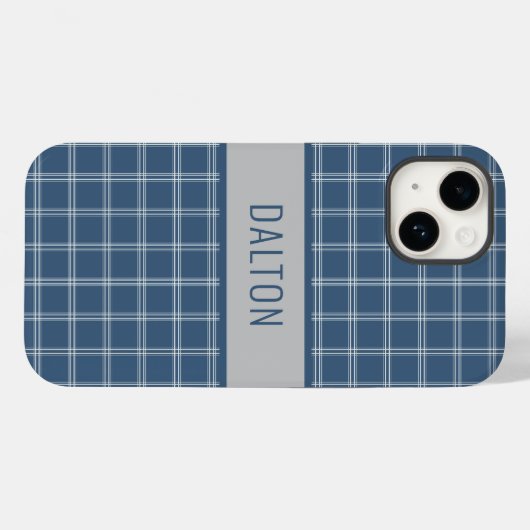 Personalisiert Blue Kariert Phone Case (Rückseite (Horizontal))