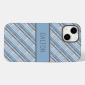 Personalisiert Blue Kariert Phone Case (Rückseite (Horizontal))