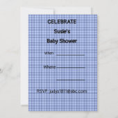 Personalisiert Blue Kariertes Kinderzimmer Kunst, Einladung (Rückseite)