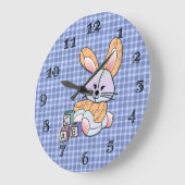 Personalisiert Blue Kariertes Kinderzimmer Kunst, Große Wanduhr (Winkel)