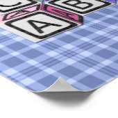 Personalisiert Blue Kariertes Kinderzimmer Kunst,  Poster (Ecke)