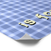 Personalisiert Blue Kariertes Kinderzimmer Poster (Ecke)