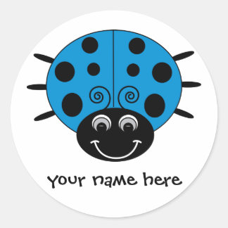 Personalisiert-Blue-Ladybug-Aufkleber Runder Aufkleber