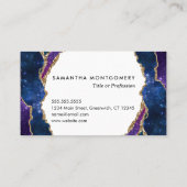 Personalisiert Blue Lila Aqua Gold Veins Agate Visitenkarte (Rückseite)