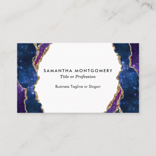Personalisiert Blue Lila Aqua Gold Veins Agate Visitenkarte (Vorderseite)