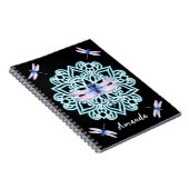 Personalisiert Blue Lila Dragonfly Mandala Black Notizblock (Rechte Seite)