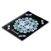 Personalisiert Blue Lila Dragonfly Mandala Black Notizblock (Linke Seite)