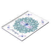 Personalisiert Blue Lila Mandala Dragonfly White Notizblock (Linke Seite)