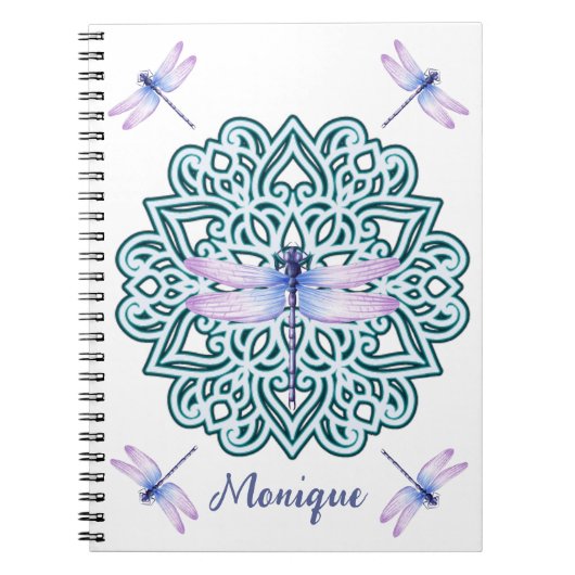 Personalisiert Blue Lila Mandala Dragonfly White Notizblock (Vorderseite)