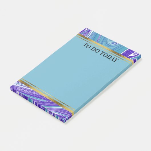 Personalisiert Blue Lila Marble 4x6 Post-it Klebezettel (angewinkelt)