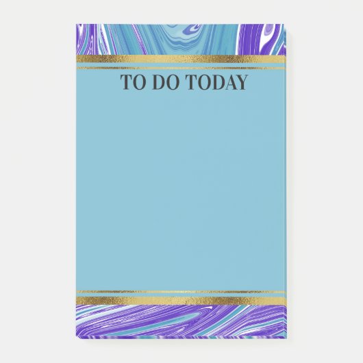 Personalisiert Blue Lila Marble 4x6 Post-it Klebezettel (Vorderseite)