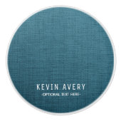 Personalisiert Blue Linen Texture Keramikknauf (Vorderseite)