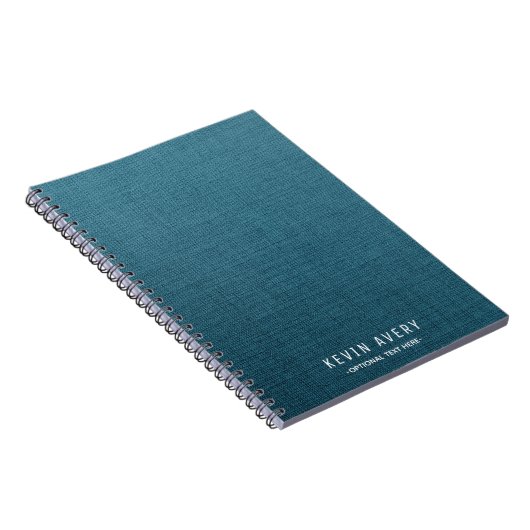 Personalisiert Blue Linen Texture Notizblock (Rechte Seite)