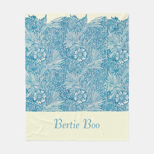 Personalisiert Blue Marigold Vintager gemusterter Fleecedecke (Vorderseite)