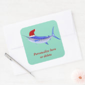 Personalisiert Blue Marlin Fish Santa Quadratischer Aufkleber (Umschlag)