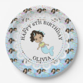 Personalisiert Blue Mermaid Birthday Teller (Vorderseite)