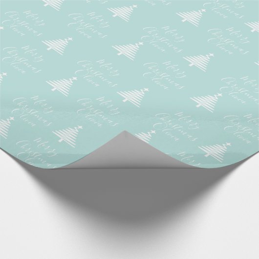 Personalisiert Blue Merry Weihnachtswrapping Paper Geschenkpapier (Ecke)