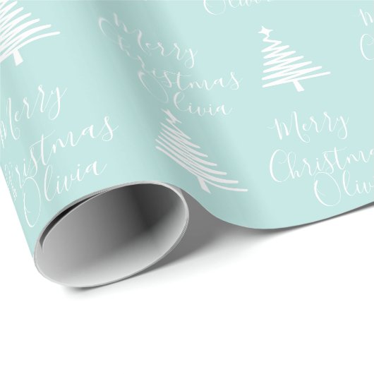 Personalisiert Blue Merry Weihnachtswrapping Paper Geschenkpapier (Rolleneckpunkt)