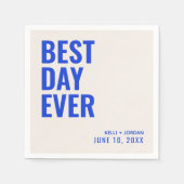 Personalisiert Blue Modern Best Day Ever Wedding Serviette (Vorderseite)