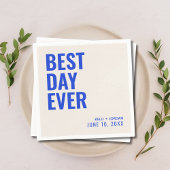 Personalisiert Blue Modern Best Day Ever Wedding Serviette