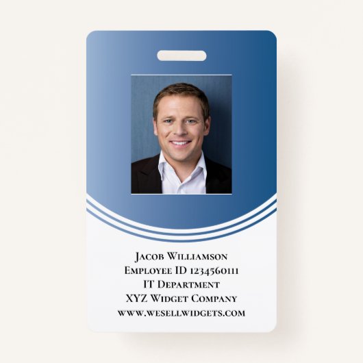 Personalisiert Blue Modern Business Employee Foto Ausweis (Vorderseite)