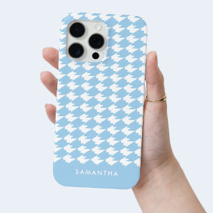 Personalisiert Blue Modern Hahnentrittmuster Muste Case-Mate iPhone Hülle