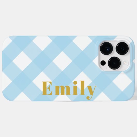 Personalisiert Blue Modern Karo iPhone Case (Rückseite (Horizontal))